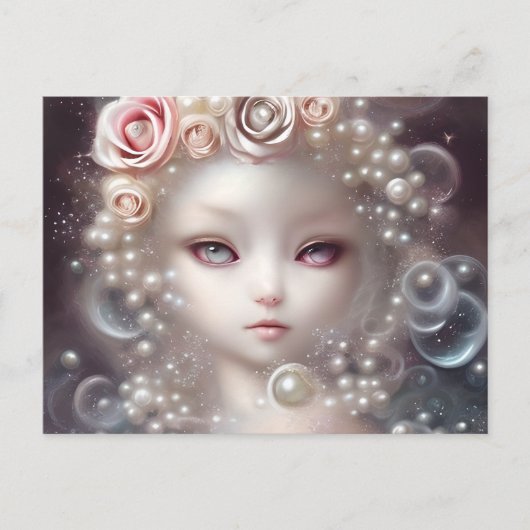 Fantasy Painting SciFi White Fuffly Baby Cat Postkarte (Vorderseite)