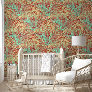 Fantasy Paisley Ornaments Nahtloses Muster 11 Tapete