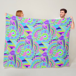 Fantasy Paisley Ornaments Nahtloses Muster 1 Fleecedecke