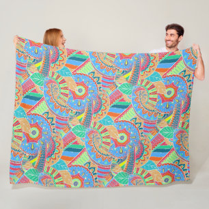 Fantasy Paisley Ornaments Nahtloses Muster 2 Fleecedecke