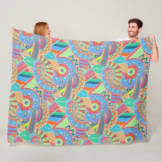 Fantasy Paisley Ornaments Nahtloses Muster 2 Fleecedecke (Beispiel)