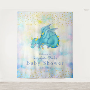 Fantasy Pastel Blue Dragon Baby Dusche Hintergrund Wandteppich
