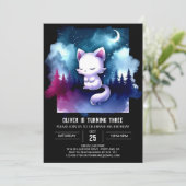 Fantasy Pastel Cat Birthday Einladung (Stehend Vorderseite)