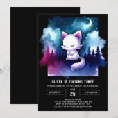Fantasy Pastel Cat Birthday Einladung (Vorne/Hinten)