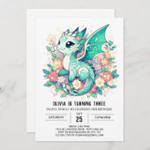 Fantasy Pastel Dragon Birthday Einladung (Vorne/Hinten)