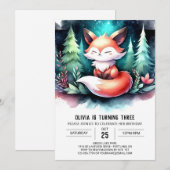 Fantasy Pastel Fox Geburtstag digital Einladung (Vorne/Hinten)