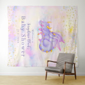 Fantasy Pastel Lila Dragon Baby Dusche Hintergrund Wandteppich (Beispiel (Horizontal))