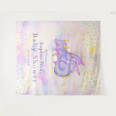 Fantasy Pastel Lila Dragon Baby Dusche Hintergrund Wandteppich (Vorderseite (Horizontal))