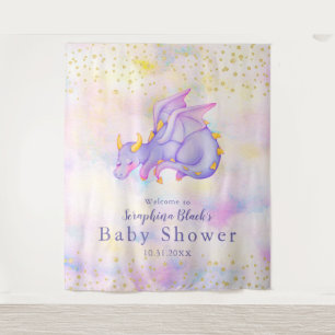 Fantasy Pastel Lila Dragon Baby Dusche Hintergrund Wandteppich