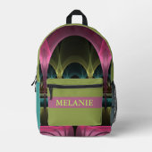 Fantasy Pattern Abstrakt farbiges Fraktal Name Bedruckter Rucksack (Vorderseite)