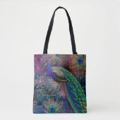 Fantasy Peacock Gold Glitzer Feathers Script Name  Tasche (Vorderseite)
