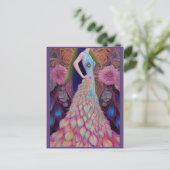Fantasy Peacock Wedding Dress Fairytale Bridge Pos Postkarte (Stehend Vorderseite)