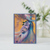Fantasy Peacock Wedding Dress Fairytale Bridge Postkarte (Stehend Vorderseite)