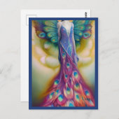 Fantasy Peacock Wedding Dress Fairytale Forest Postkarte (Vorne/Hinten)