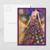 Fantasy Peacock Wedding Dress Fairytale Woodland Postkarte (Vorne/Hinten)
