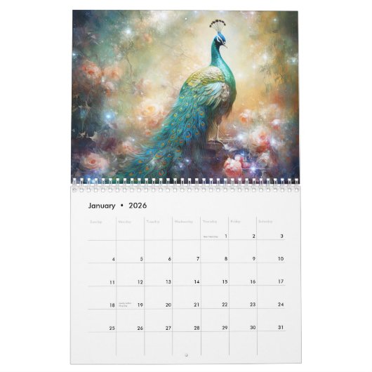 Fantasy Peacocks in Abstract Style Kalender (Jan 2026)