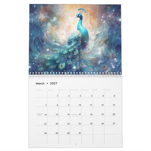 Fantasy Peacocks in Abstract Style Kalender (Mär 2027)