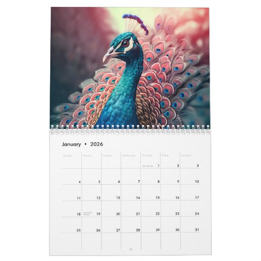 Fantasy Peacocks Kalender (Jan 2026)