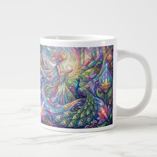Fantasy-Pfau-Kaffeetasse Jumbo-Tasse (Rechts)