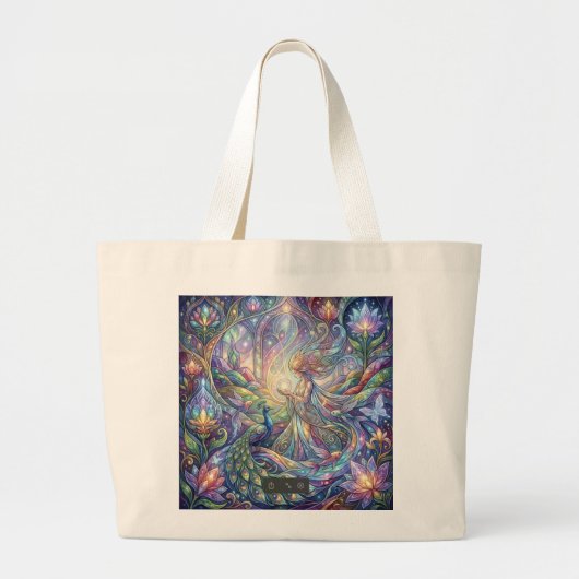 Fantasy-Pfau-Tragetasche Jumbo Stoffbeutel (Vorne)