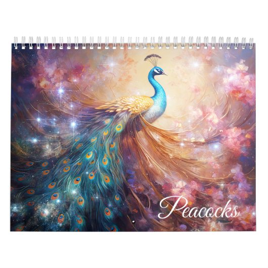 Fantasy-Pfauen im abstrakten Stil Kalender (Titelbild)