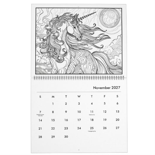 Fantasy-Pferd-Farbkalender Kalender (Nov 2027)