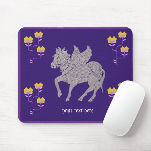 Fantasy-Pferd und Blume-Mousepad Mousepad (Mit Mouse)