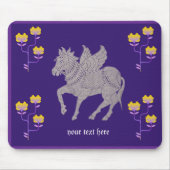 Fantasy-Pferd und Blume-Mousepad Mousepad (Vorne)