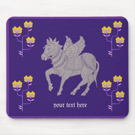 Fantasy-Pferd und Blume-Mousepad Mousepad (Vorne)