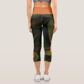 Fantasy-Pflanze Abstrakt Grünes Rost-Braun-Fraktal Capri Leggings (Rückseite)