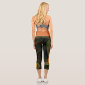 Fantasy-Pflanze Abstrakt Grünes Rost-Braun-Fraktal Capri Leggings (Rückseite)