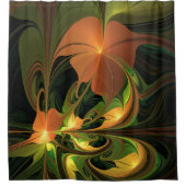 Fantasy-Pflanze Abstrakt Grünes Rost-Braun-Fraktal Duschvorhang (Vorderseite)