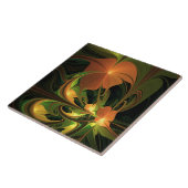 Fantasy-Pflanze Abstrakt Grünes Rost-Braun-Fraktal Fliese (Seite)