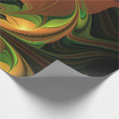 Fantasy-Pflanze Abstrakt Grünes Rost-Braun-Fraktal Geschenkpapier (Ecke)