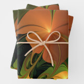Fantasy-Pflanze Abstrakt Grünes Rost-Braun-Fraktal Geschenkpapier Set (Beispiel)