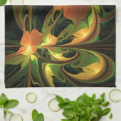 Fantasy-Pflanze Abstrakt Grünes Rost-Braun-Fraktal Geschirrtuch (Gefaltet)