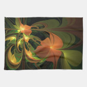 Fantasy-Pflanze Abstrakt Grünes Rost-Braun-Fraktal Geschirrtuch (Horizontal)
