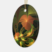 Fantasy-Pflanze Abstrakt Grünes Rost-Braun-Fraktal Keramik Ornament (Links)