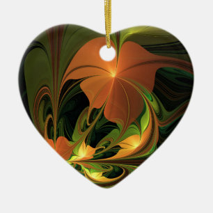 Fantasy-Pflanze Abstrakt Grünes Rost-Braun-Fraktal Keramik Ornament