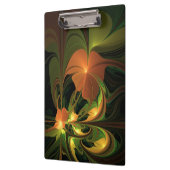 Fantasy-Pflanze Abstrakt Grünes Rost-Braun-Fraktal Klemmbrett (Links)