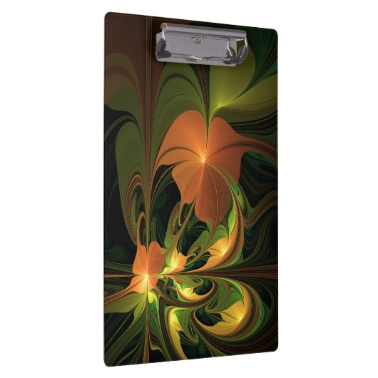Fantasy-Pflanze Abstrakt Grünes Rost-Braun-Fraktal Klemmbrett (Rechts)
