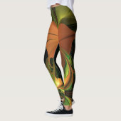 Fantasy-Pflanze Abstrakt Grünes Rost-Braun-Fraktal Leggings (Links)