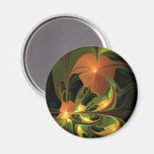 Fantasy-Pflanze Abstrakt Grünes Rost-Braun-Fraktal Magnet (Vorderseite/Rückseite)