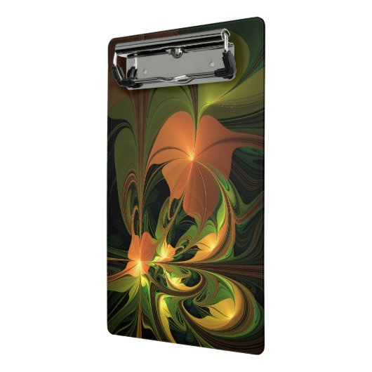 Fantasy-Pflanze Abstrakt Grünes Rost-Braun-Fraktal Mini Klemmbrett (Gewinkelt2)