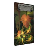 Fantasy-Pflanze Abstrakt Grünes Rost-Braun-Fraktal Mini Klemmbrett (Schrägansicht)