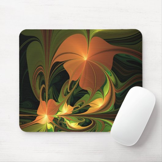 Fantasy-Pflanze Abstrakt Grünes Rost-Braun-Fraktal Mousepad (Mit Mouse)