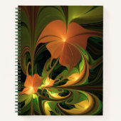 Fantasy-Pflanze Abstrakt Grünes Rost-Braun-Fraktal Notizblock (Vorderseite)