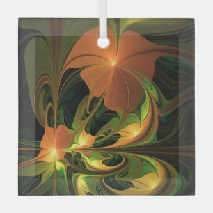 Fantasy-Pflanze Abstrakt Grünes Rost-Braun-Fraktal Ornament Aus Glas
