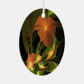 Fantasy-Pflanze Abstrakt Grünes Rost-Braun-Fraktal Ornament Aus Metall (Vorderseite Rechts)