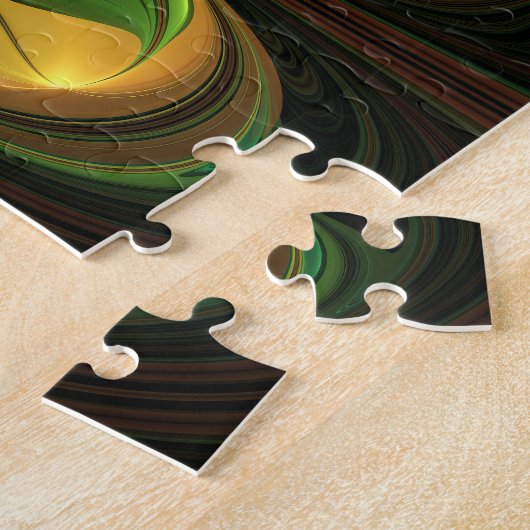 Fantasy-Pflanze Abstrakt Grünes Rost-Braun-Fraktal Puzzle (Seite)